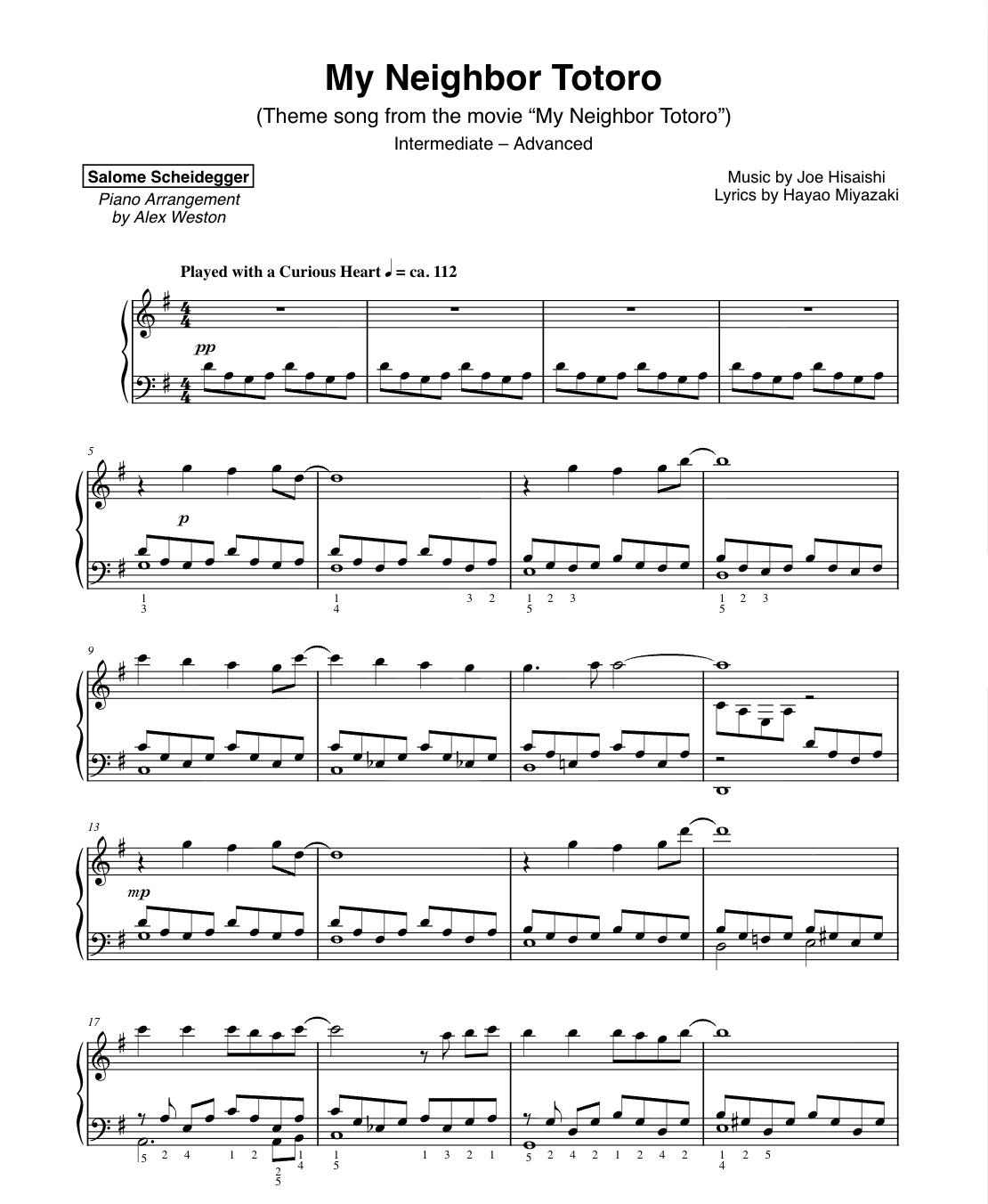 My Neighbor Totoro Printable Sheet Music Cover Preview